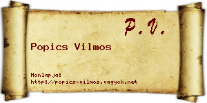 Popics Vilmos névjegykártya